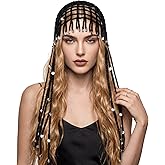 Newcotte Women's Crochet Hat, Beaded Mesh Tassel Beanie | Halloween Costume, Tassel Mesh Lace Skull Cap, Netted Hair Net, Beaded Accents, Tassel Detail, Beanie with Sequins