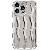 Caseative for iPhone 13 Pro Case, Silver | Water Ripple Pattern Curly Wave Frame Soft
