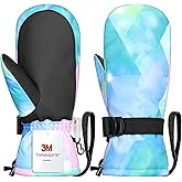 Odtmger Snow Mittens Waterproof Winter Ski Warm Gloves Cotton Lined, Perfect for Couples & Family Winter Adventures