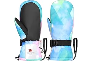 Odtmger Snow Mittens Waterproof Winter Ski Warm Gloves 3M Cotton Lined, Perfect for Couples & Family Winter Adventures