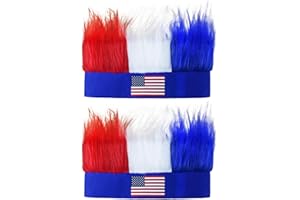 SHEHARUHI 2 Pcs Red White and Blue Usa Patriotic Sports Events Hat Hair Olympic Football Hair Band Halloween Accessories