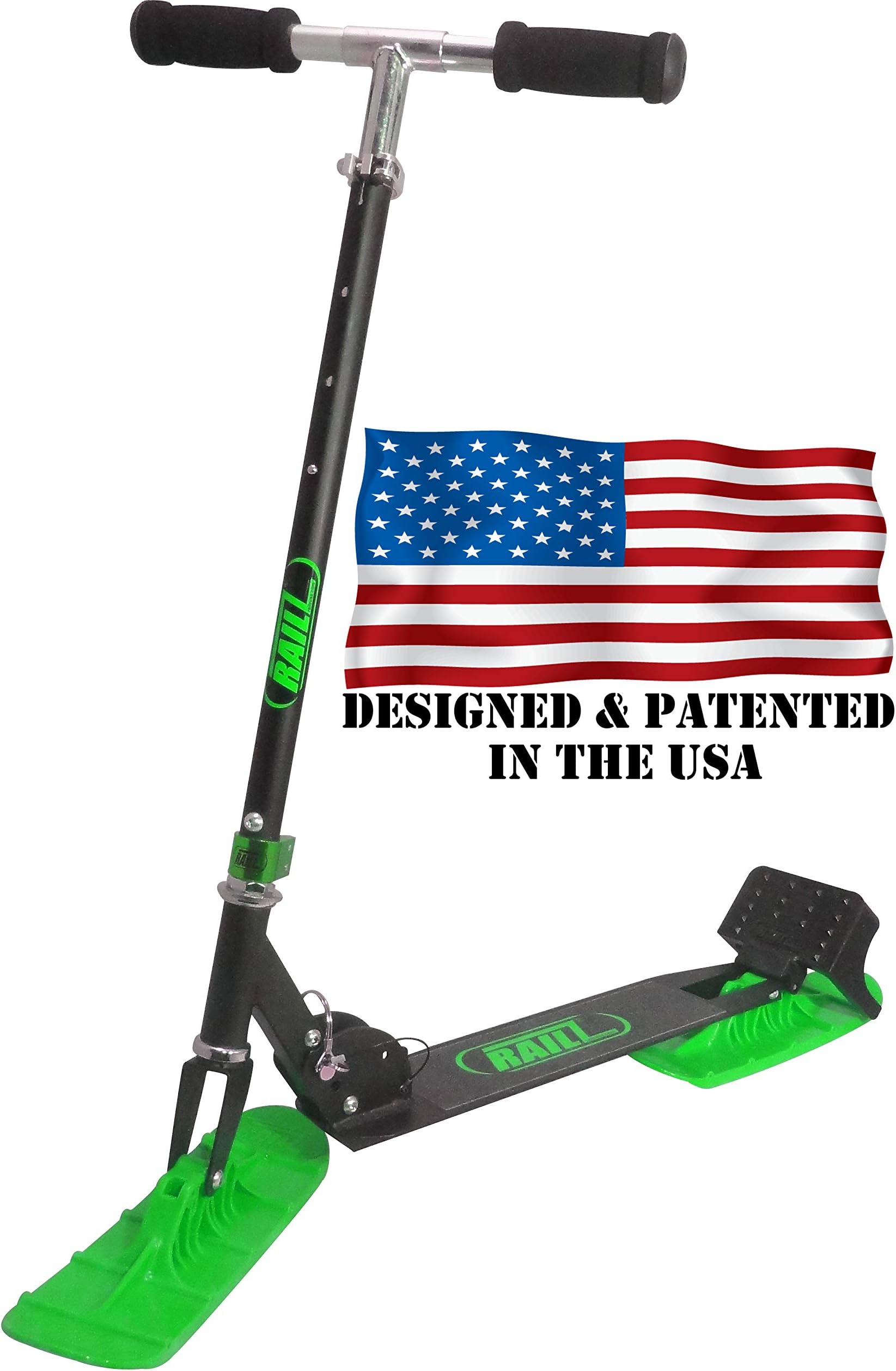 Railz Original Snow Sled Ski Scooter for All Ages. Designed & Patented in The USA. Compact Winter Snow Kick & Ski…
