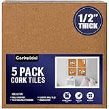 Corksidol Cork Tiles 12"x12" - 1/2" Thick -Bulletin Board-Cork Board- Ultra Strong Self Adhesive Backing for Floor/Wall/DIY-5
