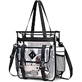 MUSEVOS Clear Tote Bag Stadium Approved 12x6x12, Thickened Heavy Duty PVC Transparent Tote Bag Water Resistant