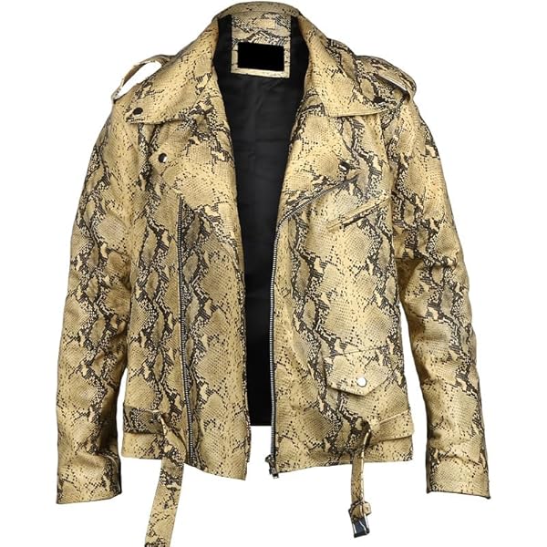TRENDS GENESIS Snakeskin Leather Zip Up Jacket - Men's