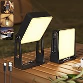 Rechargeable Camping Light Lamp, 2 Pack 4000mAh Dimmable LED Battery Powered Camping Lanterns with 360&deg; Rotatable Stand, 2-in-1 Flashlight Emergency Lights for Home Power Outages, 3 Light Colors