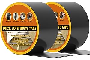 JOAPRIL Butyl Deck Tape 2" x 50' with 2 Rolls, Joist Tape 2 inch for Decking, Waterproof and Anti-Corrosion Flashing Tape for Deck, Joist, Roofs, Beams, RV, Doors, and Fences