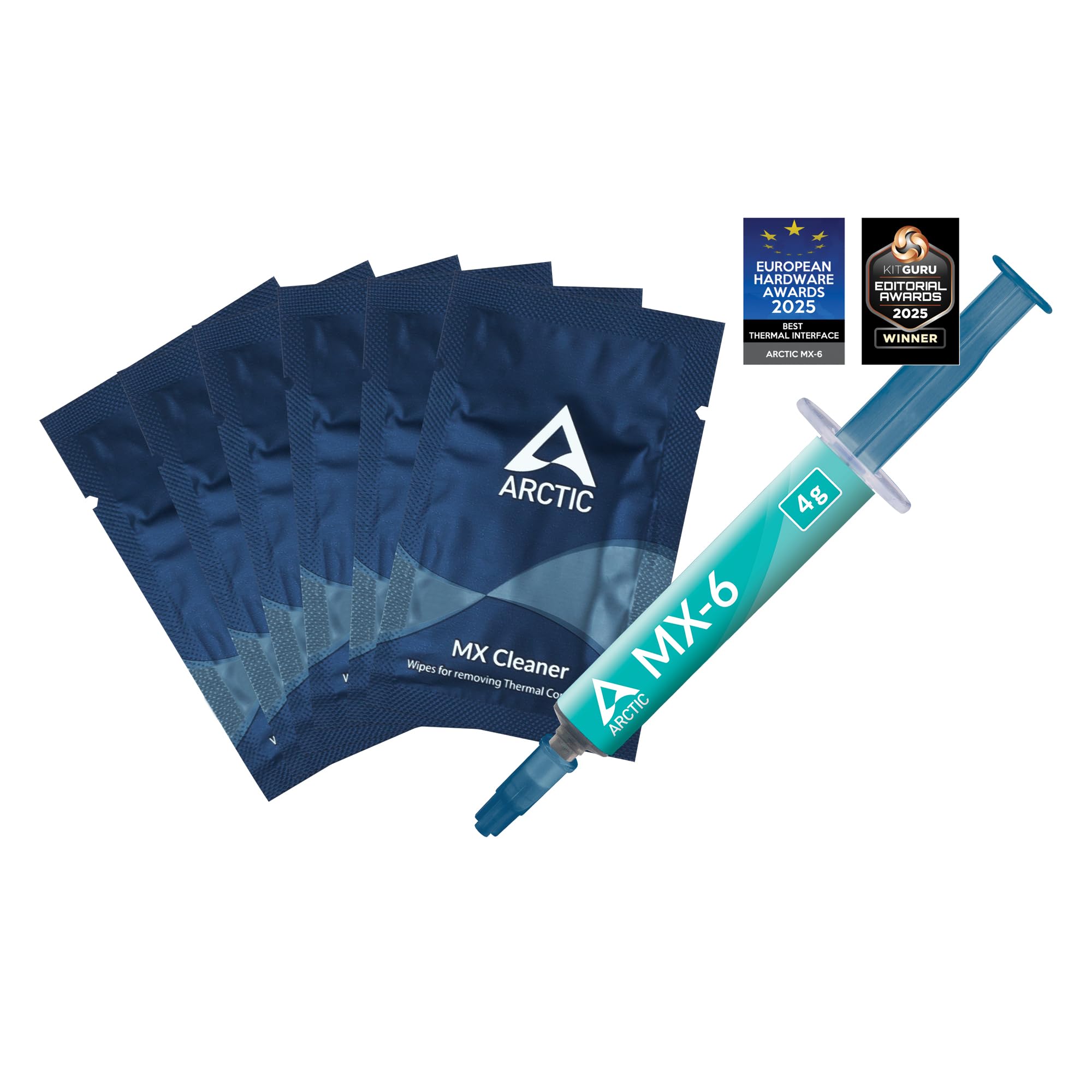 ARCTIC MX-6 (4 g, incl. 6 MX Cleaner) - Ultimate Performance Thermal Paste for CPU, consoles, graphics cards, laptops, very high thermal conductivity, long durability, non-conductive, non-capacitive