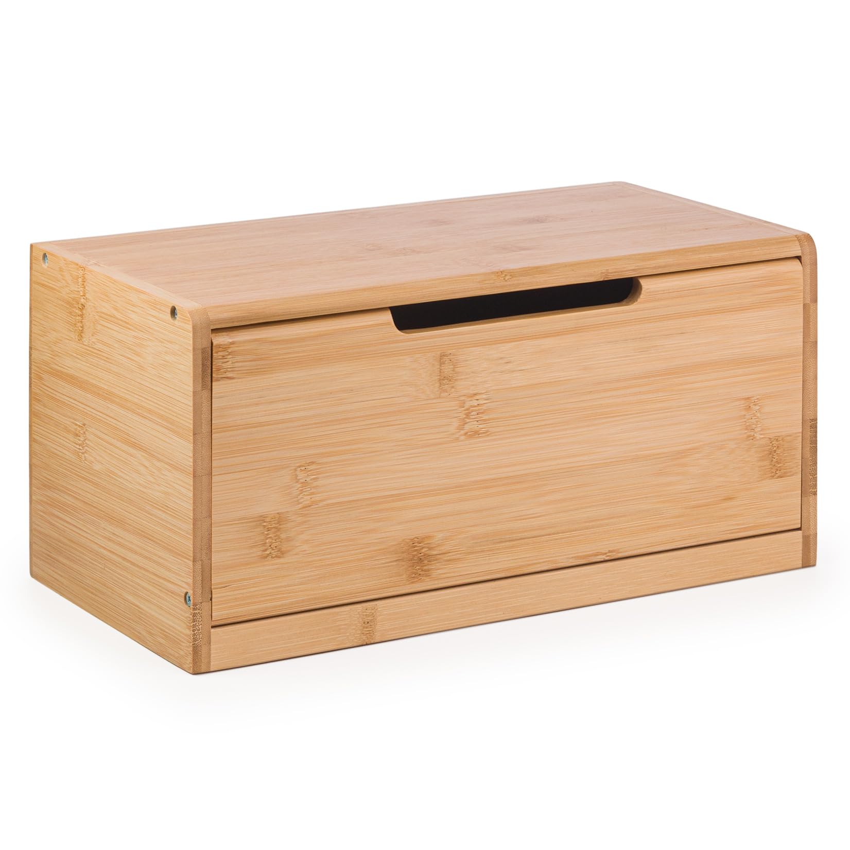 Woodluv Bread Bin Countertop Bread Storage for Kitchen With Drop Down Front Lid, 36.5 x 19.5 x 17.5 cm (No Assembly Required)