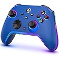 Switch Controller for Nintendo Switch Controller Wireless, Blue Switch Pro Controllers for Switch/OLED/Lite, 1200mAh Rechargeable Switch Remote Gamepad with 10 RGB Led Light,Programmable,Turbo,Wake-up