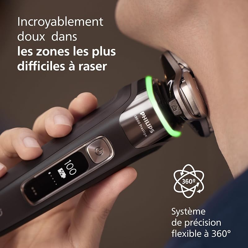 Rasoir i9000 Prestige, Rasoir électrique sec et humide, Avec technologie Skin IQ, Système Triple Lift & Cut, Lames Dual SteelPrecision rotatives à 360°, Pod à nettoyage rapide, XP9207/30