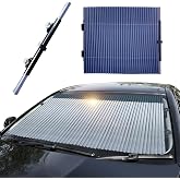 Yourkar Car Retractable Windshield Sun Shade, 25.6"&times;60" Large Sunshade Protector Blocks 99% UV Rays, Auto Retractable Front Windshield Sunshade for Trucks, SUVs, Car Accessories