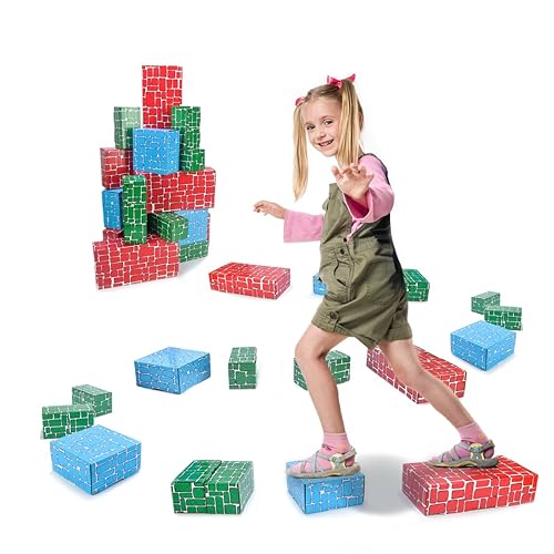 Cardboard Building Block, Exercise N Play 40pcs Extra-Thick Jumbo