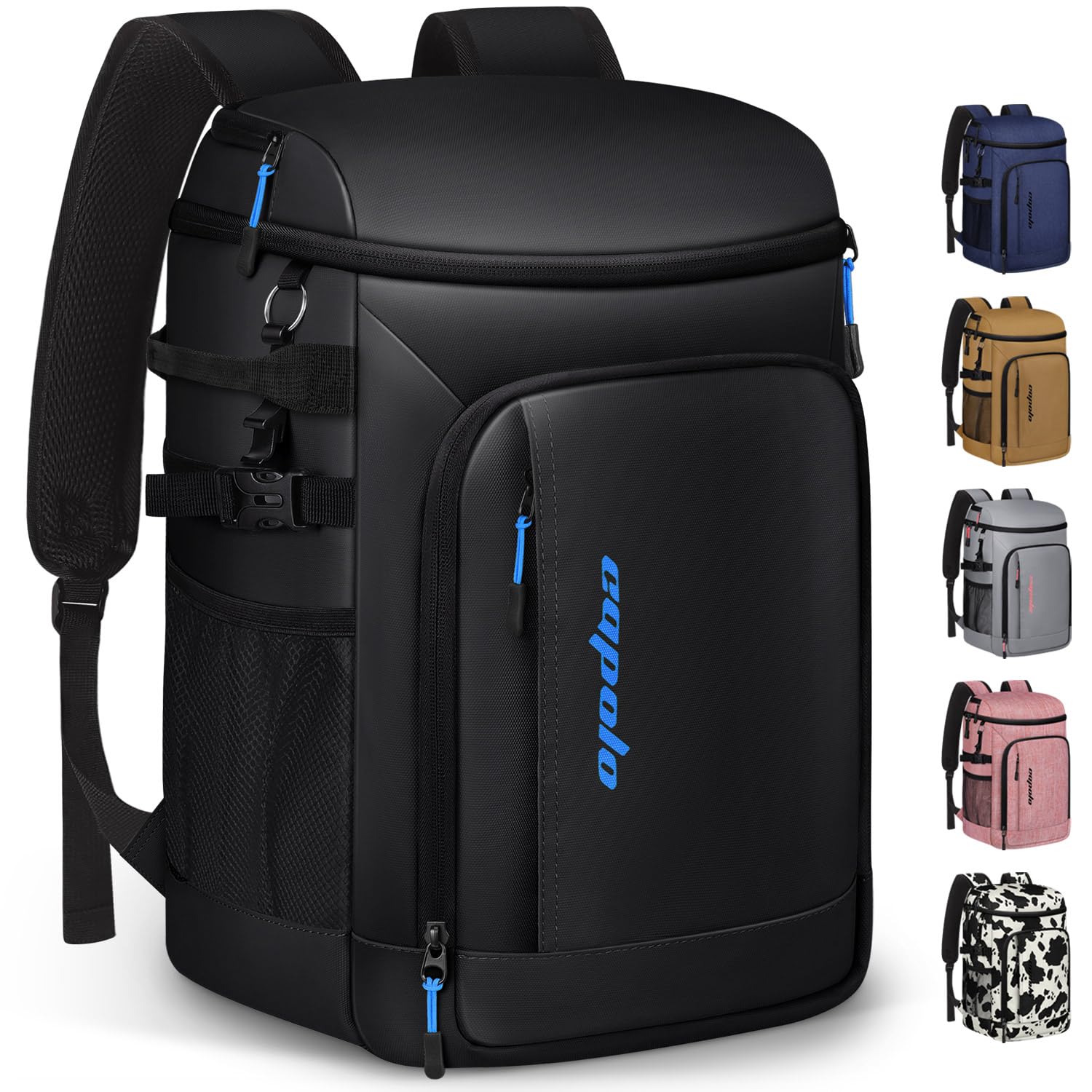 Photo 1 of Capolo Cooler Backpack Insulated Waterproof for Women Men, Leak Proof Backpack Coolers Thermal Bag Soft Travel Cooler Bag Portable Ice Chest Lunch Backpack for Camping Picnic(Leather Black,45 Cans)