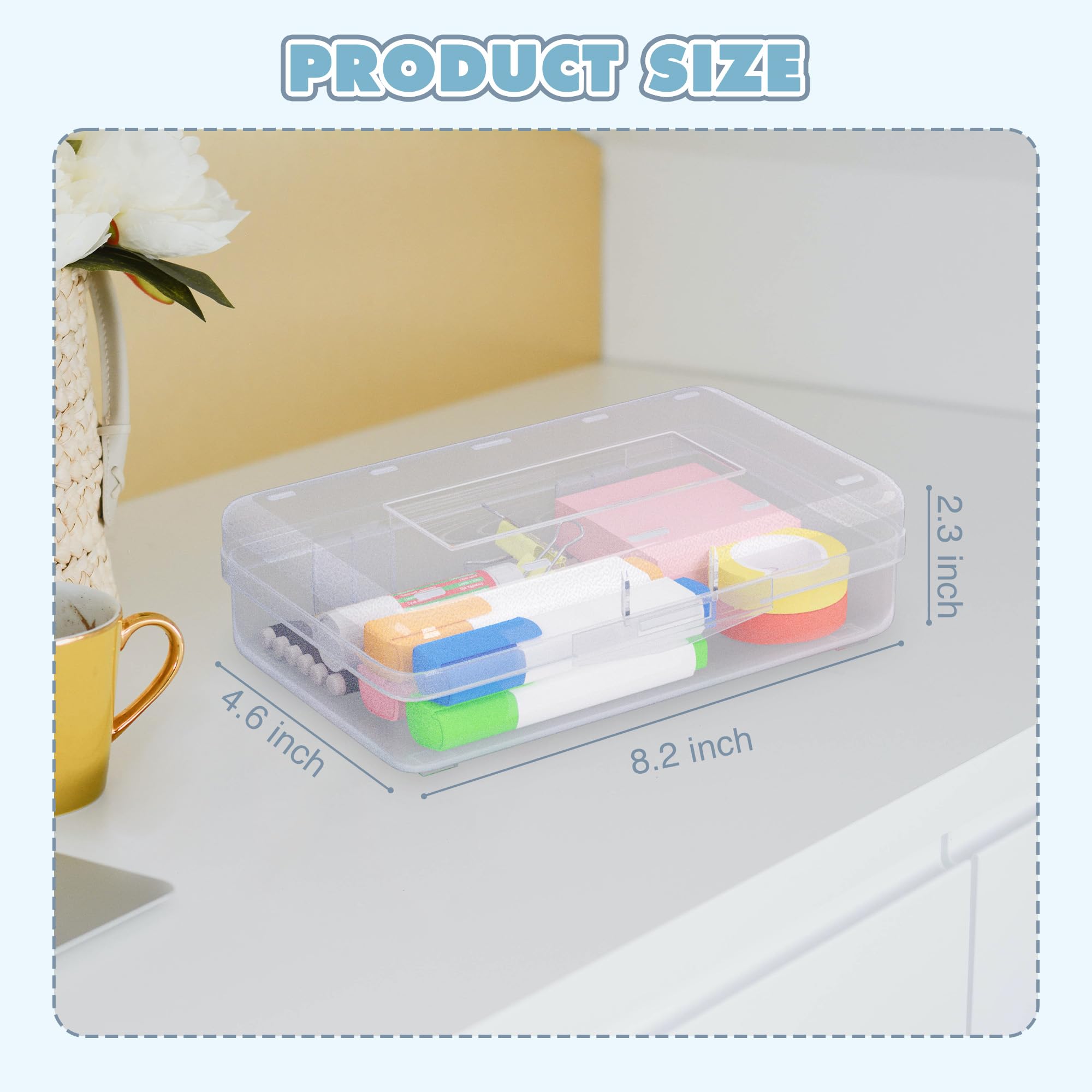 YUQILIN 24pcs Pencil Cases Boxes Clear Pencil Case Organizer Plastic Pencil Case Marker Storage Organizer Clear Pencil Box Large Capacity Pencil Case Bulk