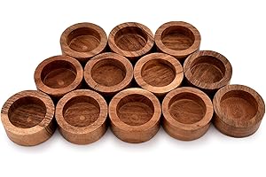 NIRMAN Acacia Wood Tealight Candle Holder for Wedding, Party, Birthday, Holiday, Home Decoration (2.25" x 2.25" x 1"), (Set of 12)