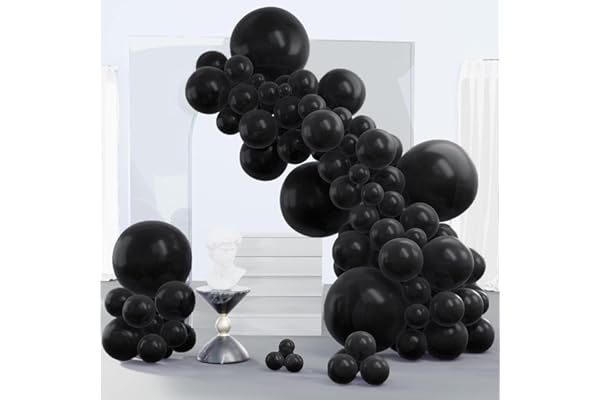 PartyWoo Black Balloons 140 pcs Different Sizes of 18 12 10 5 Inch Black Balloons Arch Kit Garland for Baby Shower Birthday Graduation Casino Gaming Anniversary Retirement Party Decorations Black-Y18
