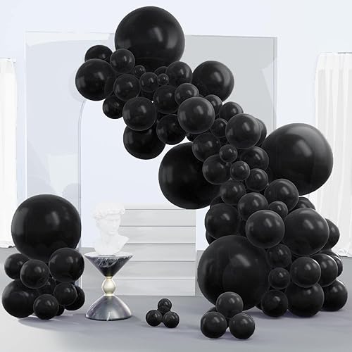 PartyWoo Black Balloons 140 pcs Different Sizes of 18 12 10 5 Inch Black Balloons Arch Kit Garland for Baby Shower Birthday Graduation Casino Gaming Anniversary Retirement Party Decorations Black-Y18