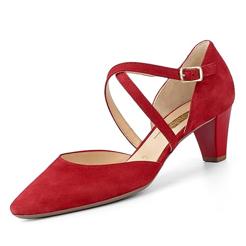 81.363-15 Damen Pumps Veloursleder verstellbare Riemchen Gummizug Absatz