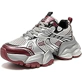 BEAU TODAY Fashion Chunky Sneakers for Women, Platform Leather Sneakers Women, Lace Up Lightweight Casual Comfortable Walking Dad Shoes