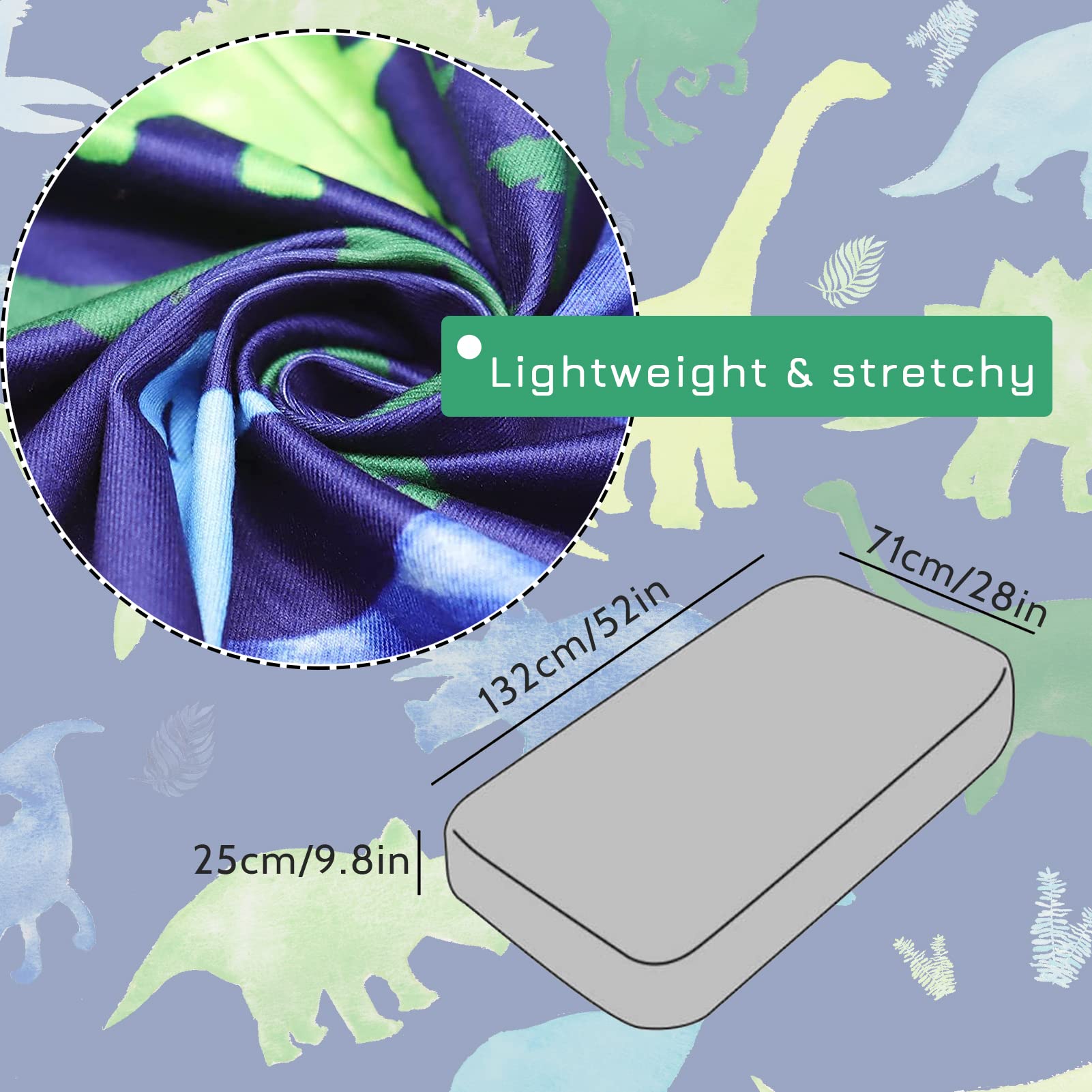 TANOFAR Boy Crib Sheet Blue Nursery Bed Dinosaur Sheets for Baby Toddler Mattress Stretchy and Soft Premium Crib Sheets