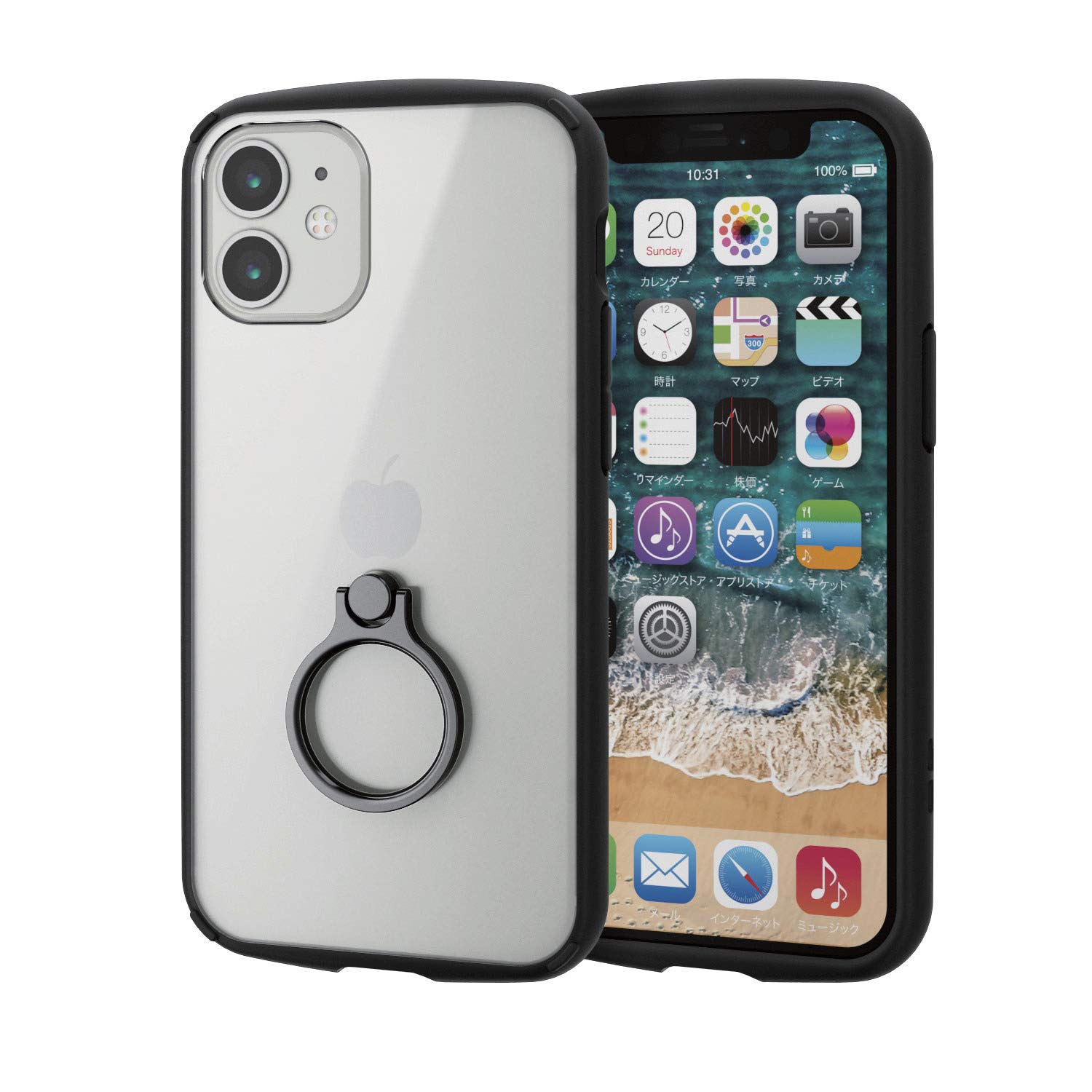 エレコム iPhone 12 mini ケース ハイブリッド 耐衝撃 TOUGHSLIM LITE フレームカラー リング付 ブラック PM-A20ATSLFCRBK商品画像