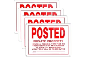 DXYIZUS SIGNS Posted No Trespassing Signs Private Property Mate No Hunting Sign 10x14 Inch Rust Free Aluminum,UV Ink Printing,Indoor or Outdoor Use(4 Pack)
