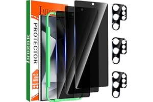 IMBZBK 3 Pack Privacy Screen Protector for Samsung Galaxy S24 Ultra Tempered Glass 3 Pack Camera Lens Protector Accessories Anti Spy Case Friendly, Support Fingerprint Reader, Full Coverage