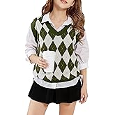 SELINK Boys Girls School Uniform Sweater Vest V Neck Soft Comfy Pullover Trendy Argyle Knitted Waistcoat Vest