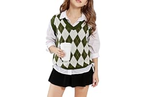 SELINK Boys Girls School Uniform Sweater Vest V Neck Soft Comfy Pullover Trendy Argyle Knitted Waistcoat Vest