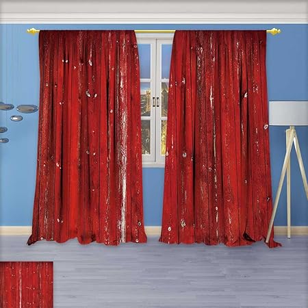 Septsonne Grommet Thermal Insulated Curtains Painted Old Wooden