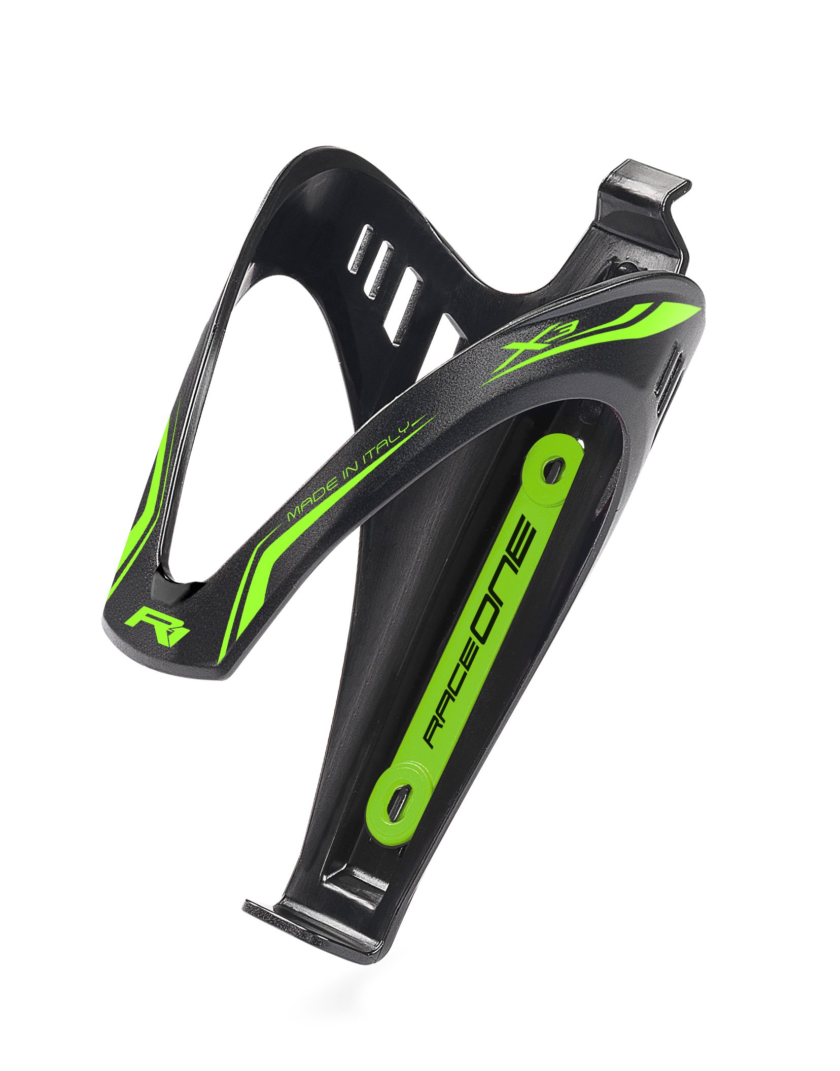 RaceOne - X3 Water Bottle Cage for Bicycle Bottles in Black/Green Fluro