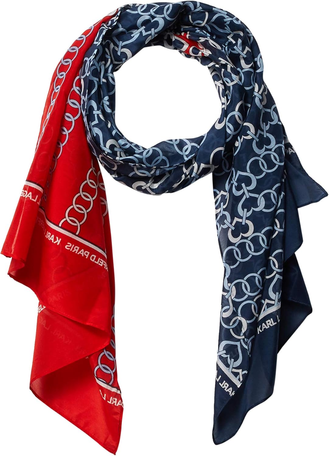 Karl Lagerfeld Paris Women's Printed Oblong Scarf, Navy, One Size at  Women’s Clothing store