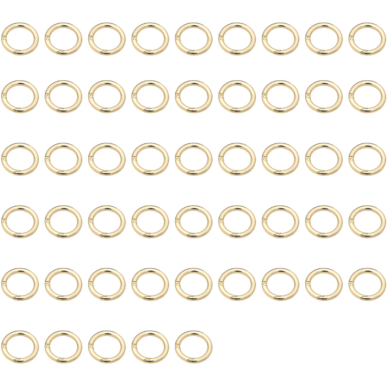 50 Pcs Spring O Rings, Zinc Alloy Round Carabiner Snap, Metal Spring Snap Clips Buckles for DIY Craft, Keyring, OD 28 mm, Gold