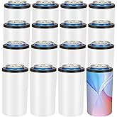 16 Pack Sublimation Can Cooler Sublimation Can Holder Stainless Steel Insulated Blank Can Cooler Sublimation Tumbler Vinly Gifts, White 12oz