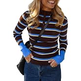 Pink Queen Women's Turtleneck Striped Slim Fitted Sweaters Top | Long Sleeves, Pullover Knit Jumper,2026 Classic Basic,Fall Winter Clothes Outfits,Business Casual Trendy