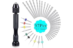 57 PCS Precision Pin Vise Hand Drill Bits Mini Rotary Tool Drill Bits with Bench Vise Handle Mini Pin Vise Hand Hobby Drill f