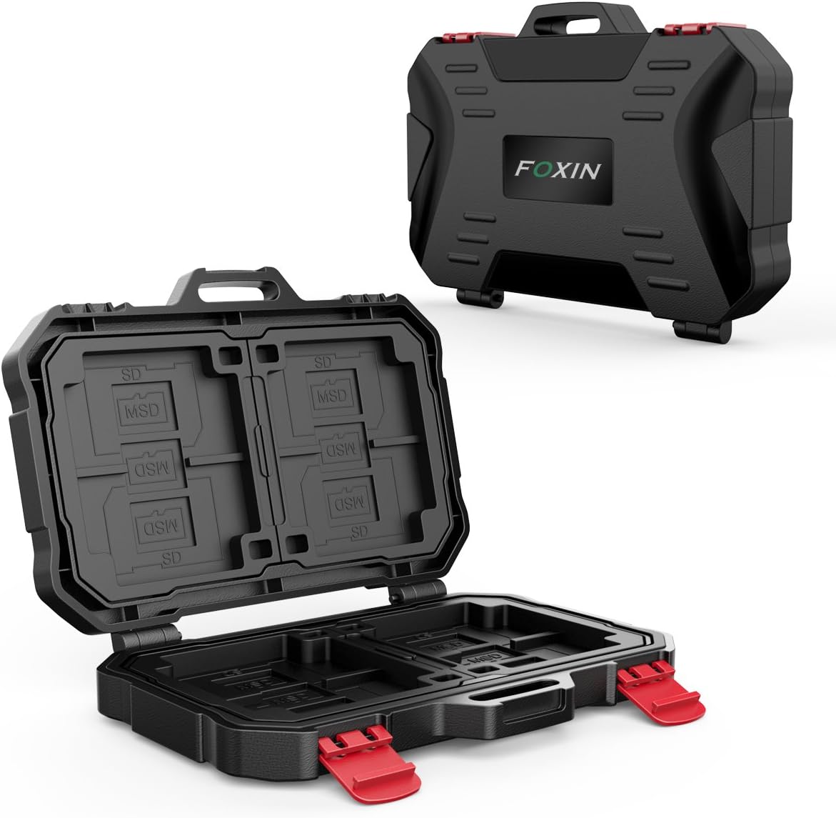Memory Card Case, Foxin Water-Resistant & Shockproof Storage Memory Card Case Holder for CF Cards/MicroSD Cards/SD Card