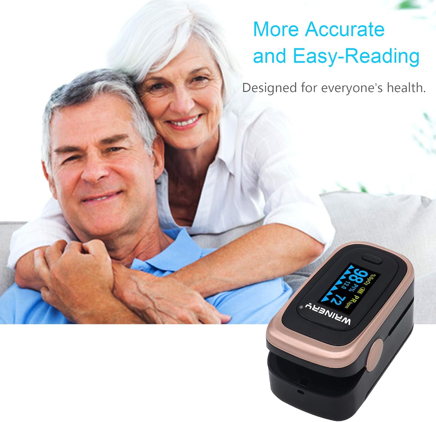 Oxygen Saturation Monitor, Pulse Oximeter Fingertip, Oxygen Monitor, O2 Saturation Monitor, OLED Portable Oximetry with Batteries, Lanyard (Rose Gold-Royal Black): Health & Personal Care