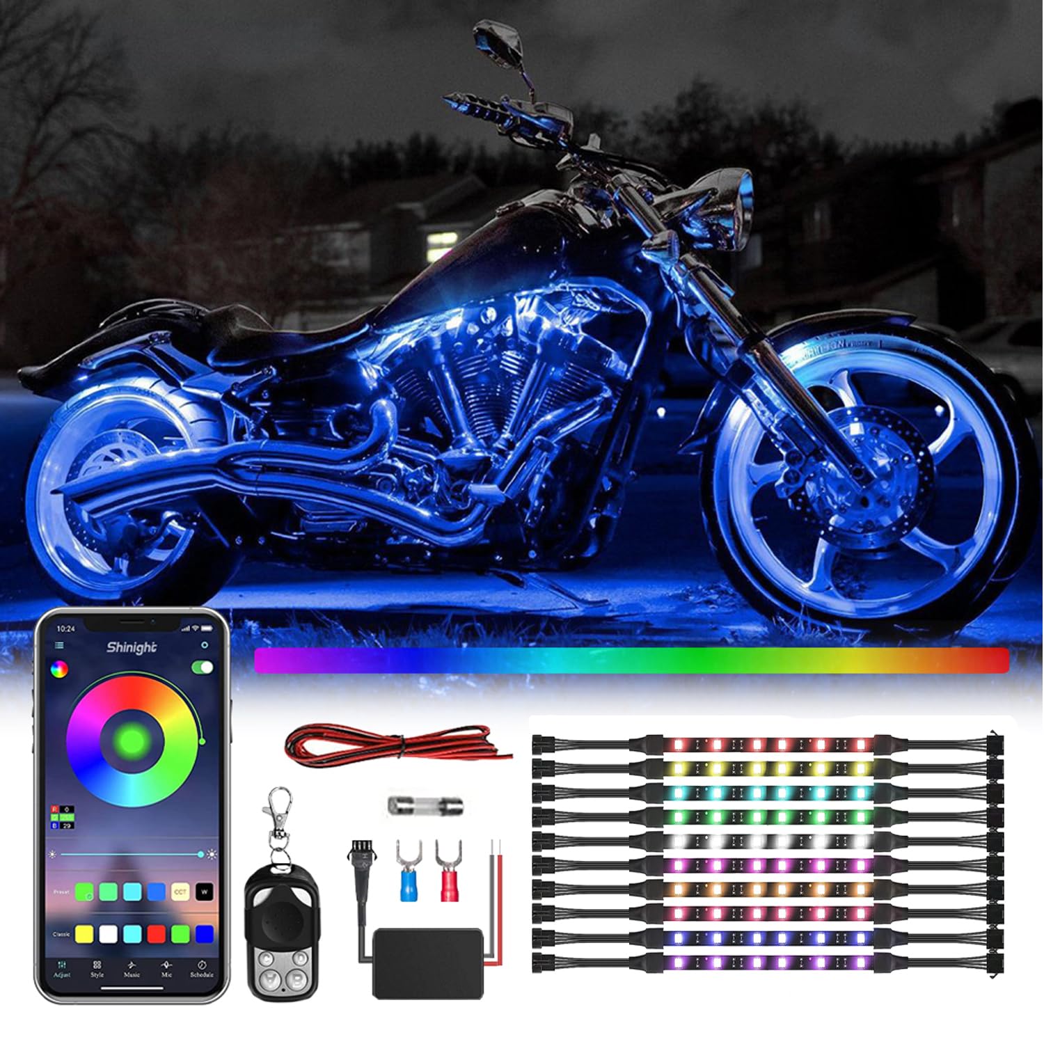 Mua SHINIGHT 10 Pcs Motorcycle Lights RGB Motorcycle Underglow Led Light Kit 12v Waterproof