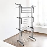 Rainberg 4-Tier Extra Large Clothes Drying Rack with Wheels view 7
