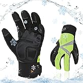 Vgo... 1 pair Winter Gloves Waterproof Men, Warm Work Gloves 3M Thinsulate with Grip Anti-slip, Gloves for Freezer Below Zero, Driver Woodworking Construction in Cold Weather(M,Yellow)