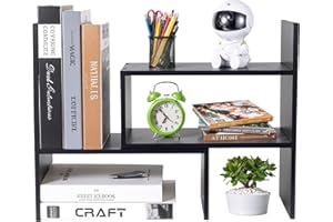 Olyzer Desktop Bookshelf Organizer, Adjustable Display Shelf Rack Office Storage Desk Shelf Free Style Display Stand Shelf Ra