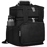 KALVATAY Insulated Lunch Bag, Lunch Box for Men, Double Deck Reusable Lunch Bag for Work Outdoor Picnic Day Trips - Heavy Duty Leakproof Cooler Bag Organizer for Adults(Black, 18L)