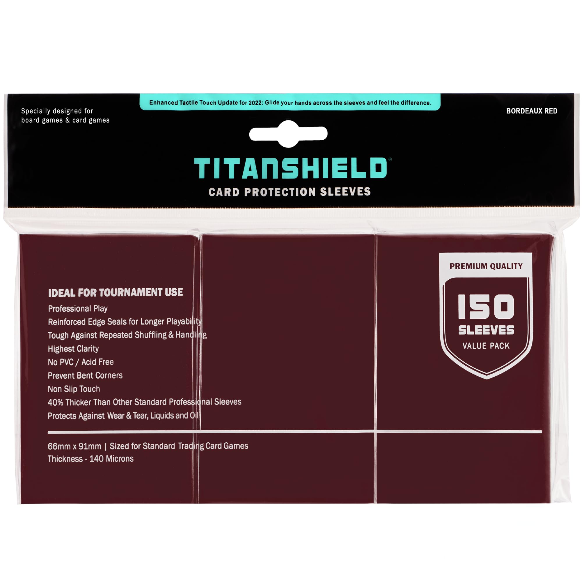 TitanShield (150 Sleeves/Bordeaux Red) Standard Size Board Game Trading Card Sleeves Deck Protector for MTG, Dropmix — image 1
