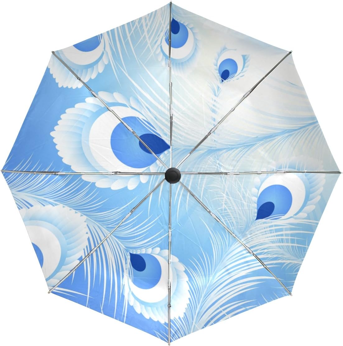 Peacock Feather Windproof Umbrellas Auto Open