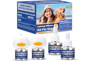 MOYAMUTU Dog Pheromone Calming Diffuser: Relaxing Pheromone Diffuser for Dogs Relief Stress Anxiety Fighting Scratching Barking, Dog Calming Pheromone Diffuser Kit with 2 Plug in Diffuser+4 Refill 48ml (6in1)