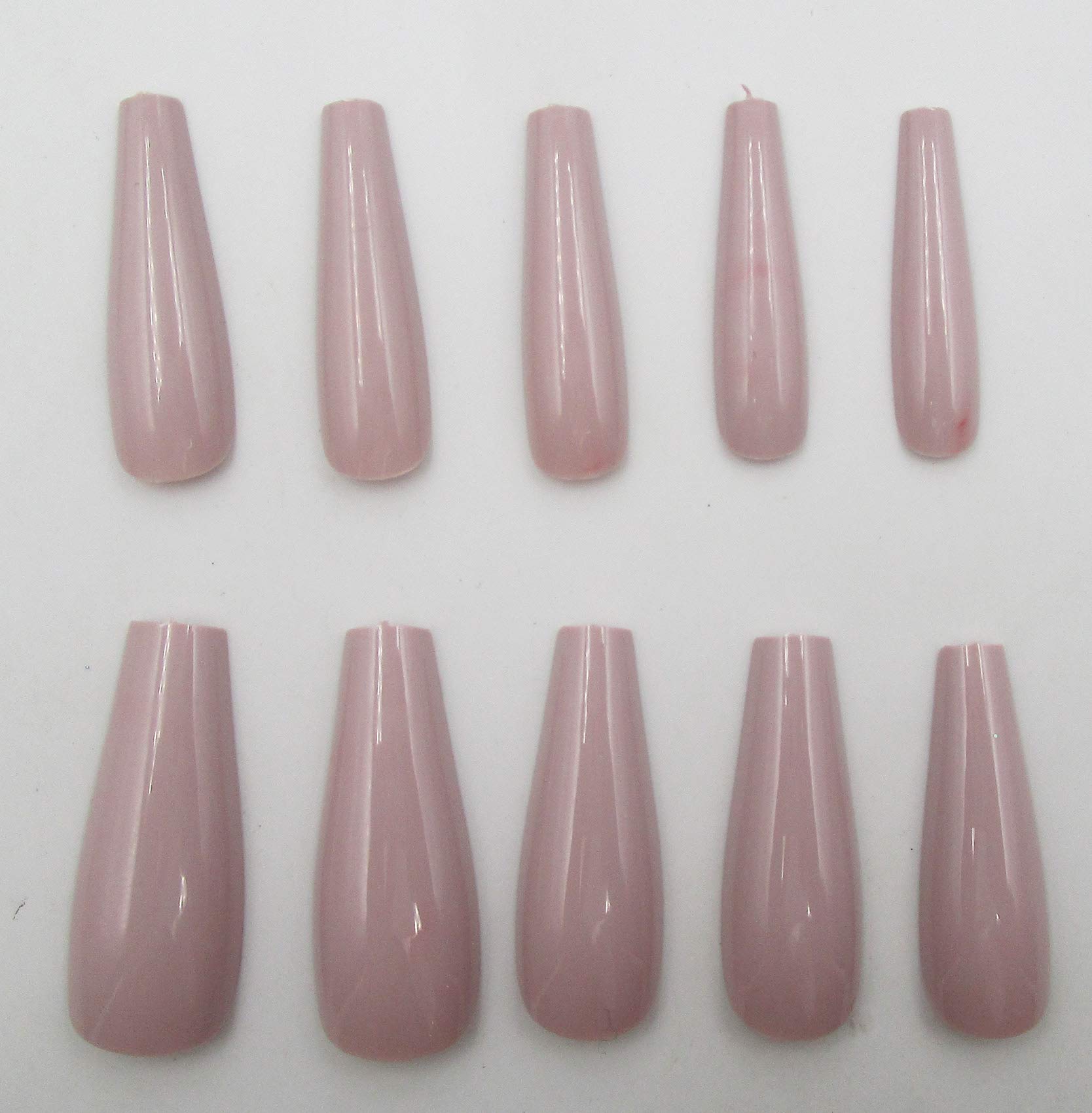 100pc Long Colored Coffin Press on Nail Artificial Coffin False Nails Ballerina Shaped Acrylic Nail Tips Manicure Fingernails Decr 10 Size for Women/Teens/Girls (Khaki) - Image 5