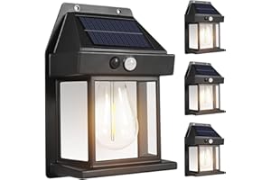 GORLDE Solar Lights Outdoor, Dusk to Dawn Solar Wall Sconce Motion Sensor, 3 Lighting Modes Waterproof Solar Security Wall Lantern Light Fixtures for Garden Yard Patio Fence Outside Decorative（4PCS）
