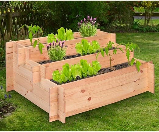 designfun - Jardinera de Madera de Pino con 3 baldas (100 x 75 x ...